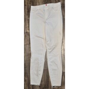 SPANX Womens Tapered Skinny Jeans 20229R White Stretch Distressed